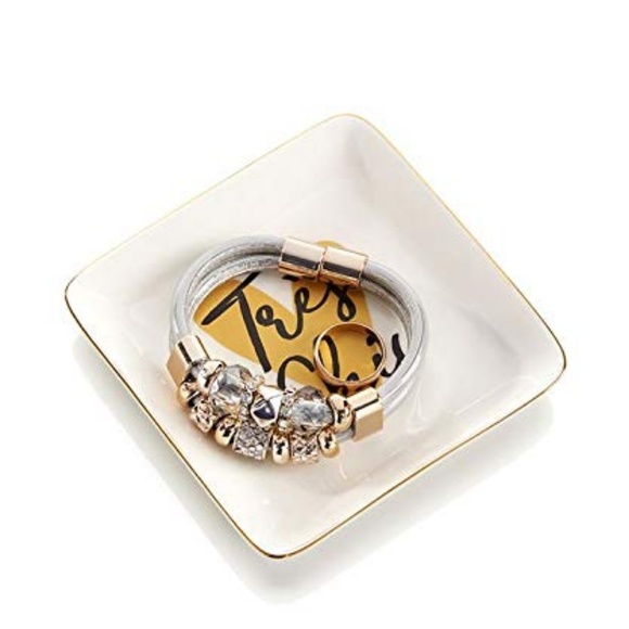 Ceramic Square Jewelry Dish Set of 3 - Picture 2 of 2